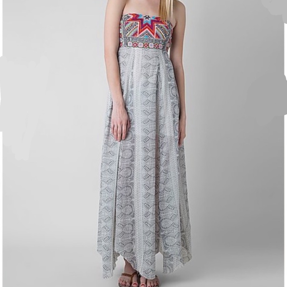 Rip Curl Embroidered Tube Strapless Maxi Dress